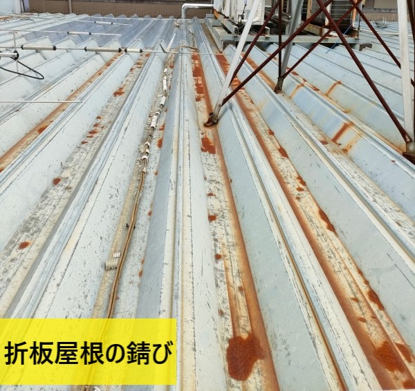 折板屋根の雨漏り調査　錆び　熊本